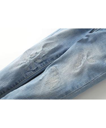 Kidscool Space Slim Jeans for Baby Boys & Girls | Elastic Waist | Ripped Denim | 7-8 Years | Light Blue - Buy Online on SooperMarket.com