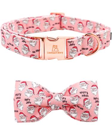 Lionheart Glory Christmas dog collar pink dog hunde collar adjustable soft fly collars for large dogs girls or young collar dog loop large (1 Pack) a: Santa Claus
