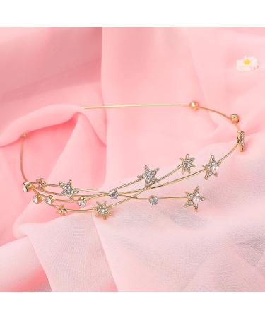 FRCOLOR Alloy Rhinestone Star Headband - Crystal Tiara Headband for Girls and Women in Golden - Buy Online on SooperMarket.com