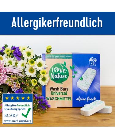 Love Nature Wash Bars - Eco-Friendly Universal Detergent 60 Pre-Dosed Bars (3 x 20) with Sustainable Packaging - Compact Natural Cleaning Power - Buy Online on SooperMarket.com