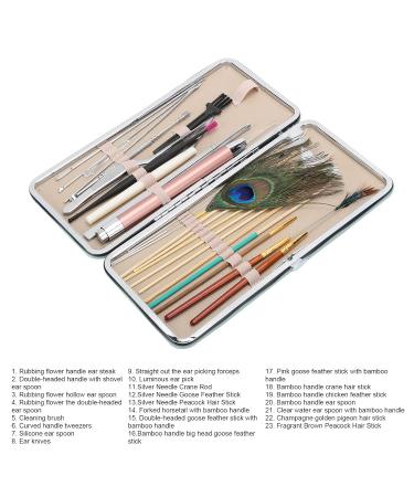 Ear Wax Removal Tool Set - 23 Piece Double Ended Ear Picks Stainless Steel Mint Green Ear Scoop - Ear Pick Sets - Buy Online on SooperMarket.com
