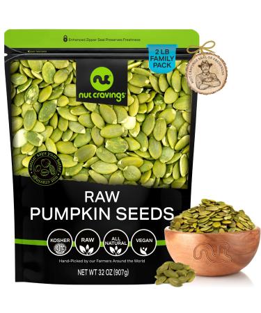 Raw Pumpkin Seeds Pepitas Unsalted Shelled Superior to Organic (32oz - 2 LB) Bulk Nuts Packed Fresh in Resealable Bag - Healthy Protein Food Snack All Natural Keto Friendly Vegan Kosher Pumpkin Seeds Raw 2 Pound (Pack of 1)