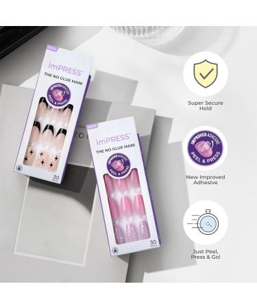 KISS imPRESS No Glue Mani Press-On Nails - As It Was Design Medium Almond Shape Neutral/Green - 30 Nails & Accessories Included Perfect for International Shipping - Buy Online on SooperMarket.com