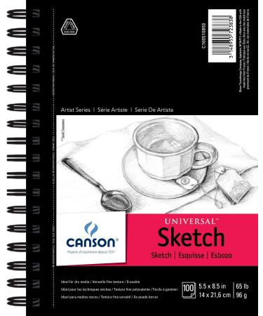 Canson 100510850 Pro-Art Artist Series Universal Sketch Pad, 5.5" x 8.5" Side Wire
