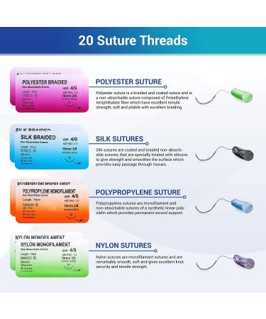 Alcedo Suture Practice Kit for Medical Students - Complete 32-Piece Set with Large Suturing Pad, Tools, and Threads - Ideal for Practice and Demonstration - Buy Online on SooperMarket.com