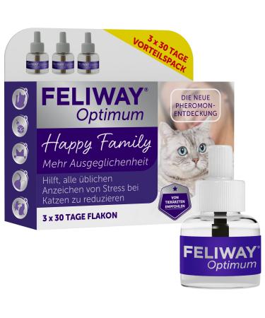 FELIWAY Optimum Value Pack | 3 Months Balance & Relaxation for Cats | 3 x 48 ml Refill Bottles