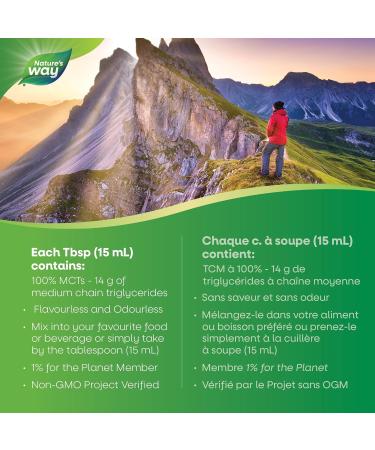 Nature's Way 100% Pure MCT Oil From Coconut Paleo and Keto friendly Certified Organic Non-GMO Project Verified Vegetarian Gluten-free Flavourless No Filler Oils 480 mL - Buy Online on SooperMarket.com