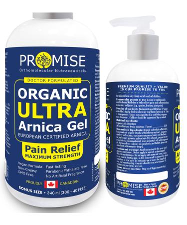 Promise Organic Ultra Arnica Lotion Pain Relief Maximum Strength European Certified Arnica Made in Canada (340ml)