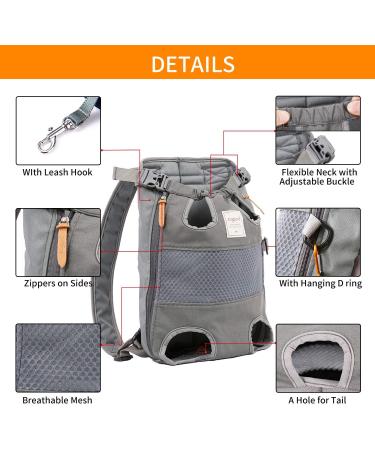 Legs Out Front Pet Dog Carrier Front Chest Backpack Adjustable Hands-Free Backpack Travel Bag for Small Medium Dog Puppy Cat Outdoor Shoulder Strap Padded (Leg Spacing 21 CM x Length 40 CM Grey) Leg Spacing 21 CM x Length 40 CM Grey - Buy Online on SooperMarket.com