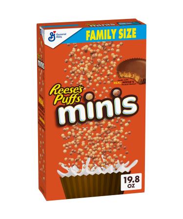 Reese's Puffs Minis Breakfast Cereal, Chocolate Peanut Butter Cereal, Family Size, 19.8 OZ