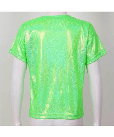 KKmeter Kids Short Sleeve Metallic Green Dance T-Shirt - Size 6-7 - Buy Online on SooperMarket.com