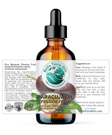 Bella Terra Maracuja Seed Oil 4 oz | Enhance Skin with Vitamin A & Essential Fatty Acids | International Shipping Available - Buy Online on SooperMarket.com