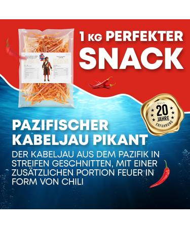 Buy Pacific Cod Spikant 1kg - High Protein Fish Jerky Snack | Omega 3 Keto Alternative | Dry Fish & Meat Chips - Buy Online on SooperMarket.com