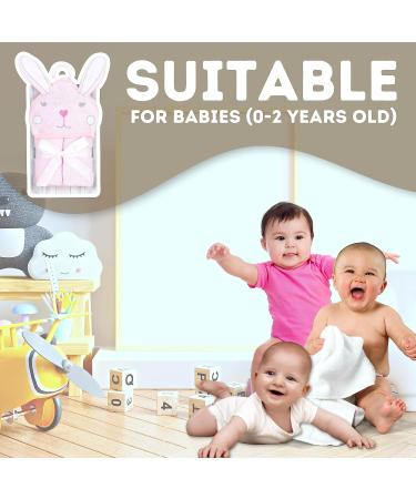Mother's Choice 100% Cotton Baby Towel with Hood - Ultra Soft and Absorbent (75x75cm) - Bunny Hooded Baby Towel in Pink Rabbit Design - Buy Online on SooperMarket.com