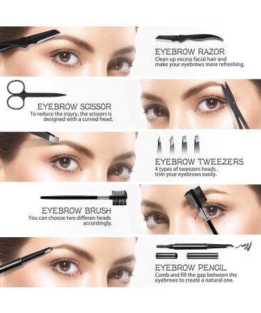 HOCOSY 8-in-1 Professional Eyebrow Grooming Kit with Tweezers, Razor, Scissors, and Travel Case - Buy Online on SooperMarket.com