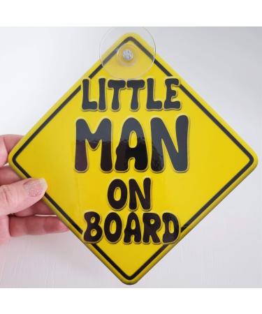 LITTLE MAN yellow non personalised novelty baby on board car window sign.