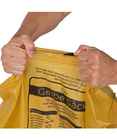 Extra Strong Yellow Recycling Bags 27 | 90 Liters | DSD Compliant | Heavy-Duty Waste Bags - 10 Pack - Buy Online on SooperMarket.com