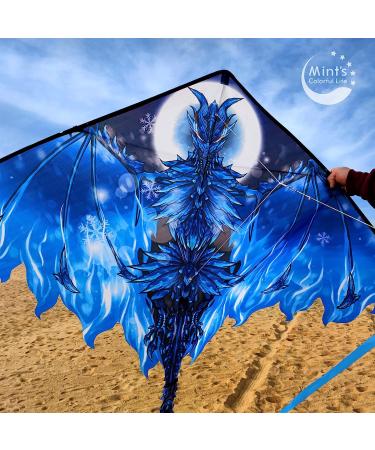 Dragon Kite for Kids & Adults - Easy-to-Fly Delta Beach Kite with 300ft String | Ice-themed Design - Buy Online on SooperMarket.com