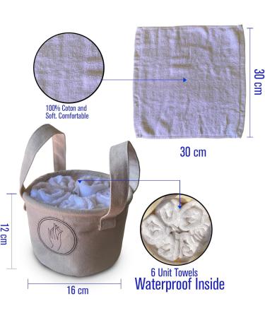 Small Canvas Towel Bag for Makeup Remover Cloths - 6 Pack (12x12 inch) | Premium Extra Absorbent Cotton - Buy Online on SooperMarket.com
