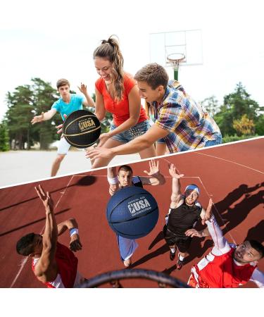 Lenwen Official Size Basketball Set - Size 7 Indoor Outdoor Rubber Ball with Pump for Youth & Adults - Navy Black - Buy Online on SooperMarket.com