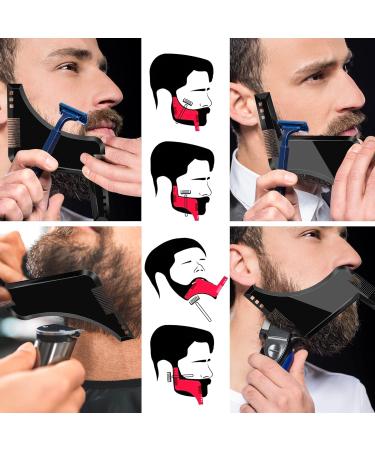 Beard Stencil & Comb Set - Perfect Beard Shaping Tool for Goat Beards Sideburns & Symmetrical Contours | 2 Pieces in Brown & Black - International Shipping Available - Buy Online on SooperMarket.com