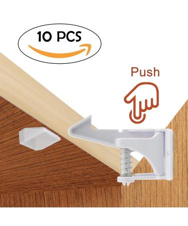 Surplex 10 Pack Child Safety Locks | Invisible Cabinet Protection for Drawers & Doors | No Drilling Easy Assembly - White - Buy Online on SooperMarket.com
