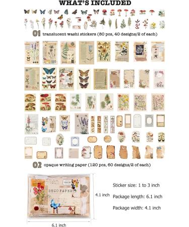 Knaid Vintage Scrapbook Supplies Pack - 200 Pieces for Junk Journals, Planners & Bullet Journals | Botanical Paper Stickers & Craft Kits for Aesthetic Cottagecore Collage Albums - Nature Theme - Buy Online on SooperMarket.com