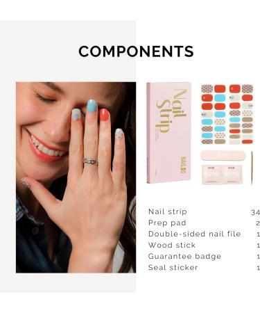 NAILOG Semi Cured Gel Nail Strips - 34 pcs Salon-Quality Nail Stickers for Long-Lasting Gel Finish - Buy Online on SooperMarket.com