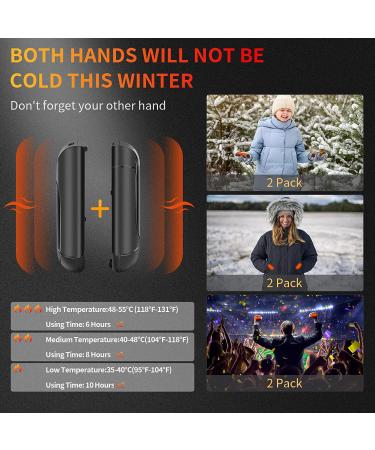 2-Pack Rechargeable Hand Warmers - Portable Electric 2 in 1 Handwarmers for Outdoor & Indoor Use - USB Reusable Warm Gifts for Men, Women, Kids - Black - Buy Online on SooperMarket.com