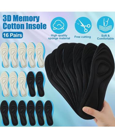 16 Pairs 3D Memory Foam Shoe Inserts | Men Women Comfort Insoles for Foot Pain Relief - Buy Online on SooperMarket.com
