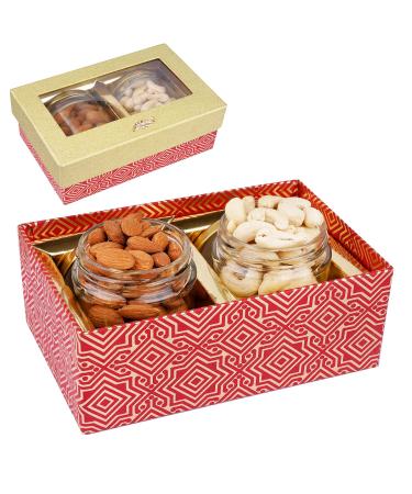 Jaiccha Ghasitaram Dryfruits Hamper- box with 2 Jars of Cashews and Almonds |Gift for Diwali Holi Rakhi Valentine Christmas Birthday Anniversary Her Him|