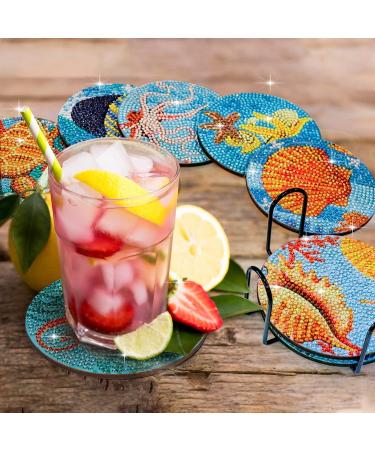 BABORUI 5D Ocean Diamond Painting Coasters - 8Pcs Sea Art Kit for Adults & Kids | Beach House Decor - Buy Online on SooperMarket.com