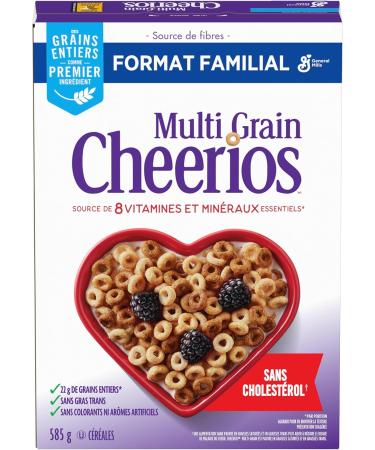 CHEERIOS - FAMILY SIZE PACK - Multi Grain Cereal Box Whole Grain is the First Ingredient No Artificial Colours No Artificial Flavours 585 Grams Package of Cereal - Buy Online on SooperMarket.com