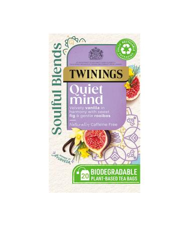 Twinings Soulful Blends Quiet Mind Inspired by Ayurveda - Velvety Vanilla Herbal Tea Infusion with Fig & Rooibos - 20 x Biodegradable Tea Bags Quiet Mind 1 Count (Pack of 20)