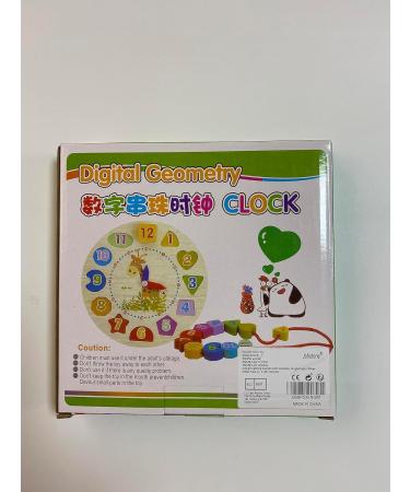 Wooden Learning Clock Toy for Kids - Educational Clock with Rope Numbers & Shapes | Perfect for Children Ages 3+ - Buy Online on SooperMarket.com