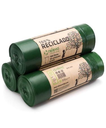 Relevo 30 pieces garbage bags 100 L - 100% recycled garbage bags I - 100 L