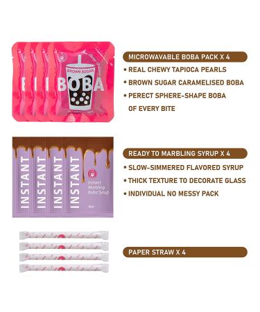 O's Bubble Instant Boba Kit | Marbling Boba Tea Kit with Tapioca Pearl & Syrup | Vegan & Gluten-Free | Taro Flavor (Pack of 4) - Buy Online on SooperMarket.com