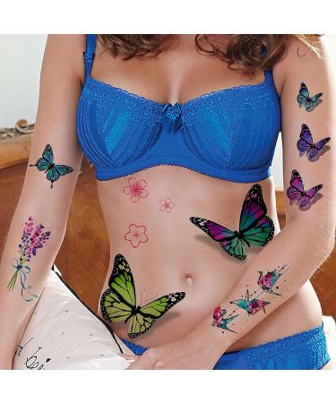 EGMBGM 6 Large Colorful Butterfly Temporary Tattoos - Realistic 3D Decals for Women, Girls, and Adults - Buy Online on SooperMarket.com