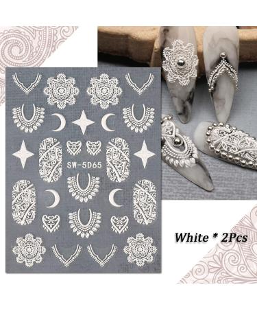Embossed Bohemian Retro Lace Nail Art Stickers - 4 Sheets for Women and Girls - Buy Online on SooperMarket.com