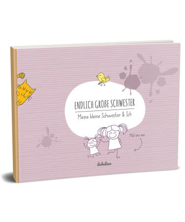 Gift for the birth for big sister: "The little sister + big sister book" (recycling paper eco photo album for siblings)