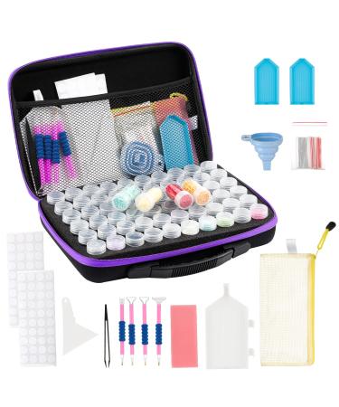 Douorgan Diamond Painting Storage Containers 60 Slots Diamond Painting Accessories and Tools Portable Diamond Painting Organizer Shockproof Diamond Art Storage Case Jewelry Beads Storage Box