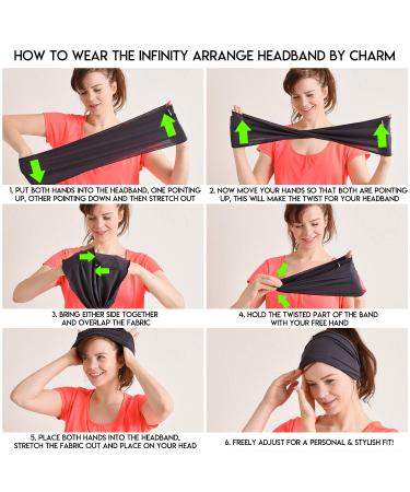 CHARM Japanese Headband 2-Pack - Men's Head Wraps Elastic Bandana for Workout, Women Hair - Black & Dark Gray - Buy Online on SooperMarket.com