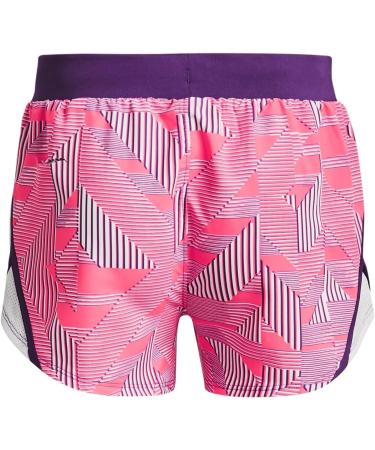 Under Armour Girls Fly By Printed Shorts - Pink Shock/White/Galaxy Purple - Youth Medium - International Shipping Available - Buy Online on SooperMarket.com