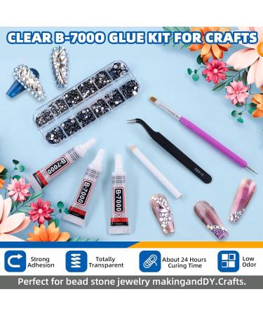 Glarks B7000 Jewelry Adhesive Glue with Rhinestone Gems Kit 2600Pcs Ink Blue Rhinestones with Gems Adhesive Flat Back Gems Crystal Rhinestones with 6Pcs Dotting Tools for Craft Nail Art Dark Purple - Buy Online on SooperMarket.com