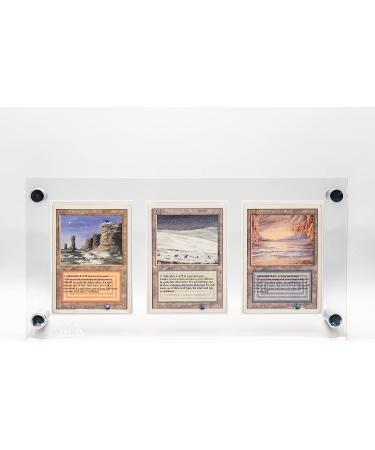 Acrylic Trading Card Frame Holder Stand Display - 3 Slots UV Filtering Screwdown - Buy Online on SooperMarket.com