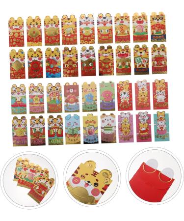 TEHAUX 36pcs 2022 Year of The Tiger Red Packet Lucky Money Red Envelope Spring Festival Money Envelopes Traditional Hong Bao Portable Red Paper 3D Chinese Zodiac Red Envelope Bag - Buy Online on SooperMarket.com
