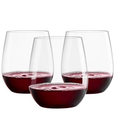 20oz Plastic Wine Glasses Set of 12 | Stemless Wine Cups - Clear Plastic Unbreakable Wine Glasses Disposable Reusable Shatterproof Recyclable and BPA-Free