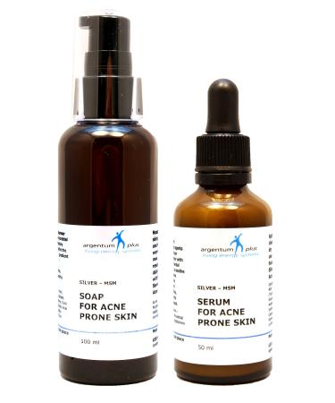 argentum plus Silver-MSM Acne Basic Care Kit - 50 ml Serum + 100 ml Soap