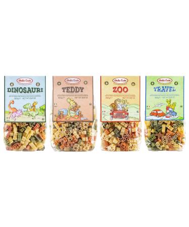 Dalla Costa Tricoloured Pasta Bundle - Dinosauri Teddy Zoo Travel (4x250g)