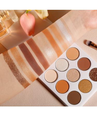 Ecofavor 9-Color Brown Eyeshadow Palette - Natural Matte, Shimmer, Glitter | Highly Pigmented, Waterproof | Easy to Blend Naked Earth Tones Makeup Palette - Buy Online on SooperMarket.com